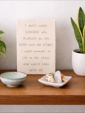 Coastal Mindfulness Inspirational Set • Sign, Shells, Crystal & Ceramic Dish 🌠